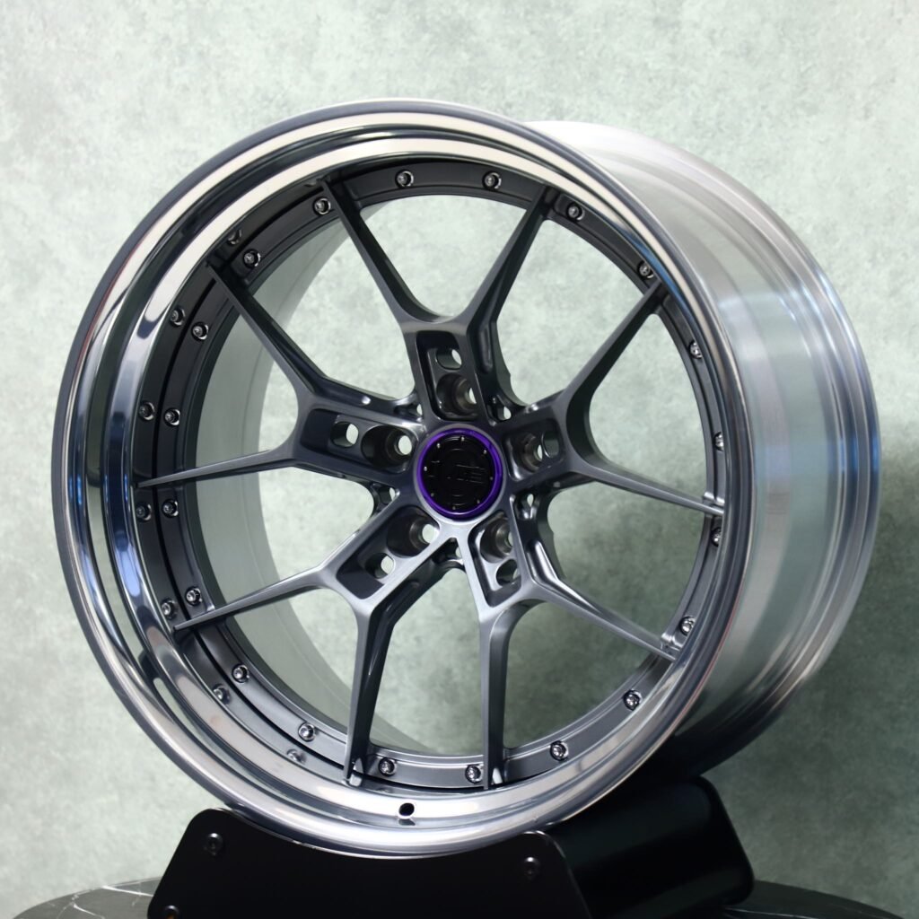 Ford Mustang wheels – Gunmetal Multi-Spoke Mesh Deep Dish 2-Piece, angled view