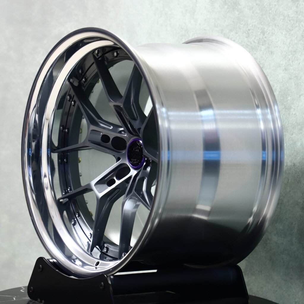 5x130 wheels – Gunmetal Multi-Spoke Mesh Deep Dish 2-Piece, side view