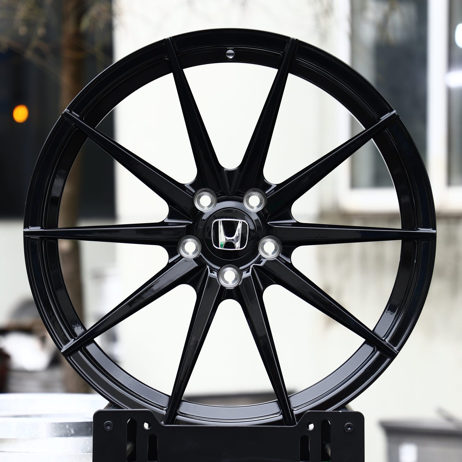 Honda Civic wheels – Gloss Black 10-Spoke (Honda OEM-Style), front view