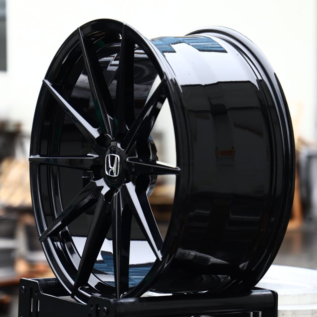 5x114.3 wheels – Gloss Black 10-Spoke (Honda OEM-Style), side view