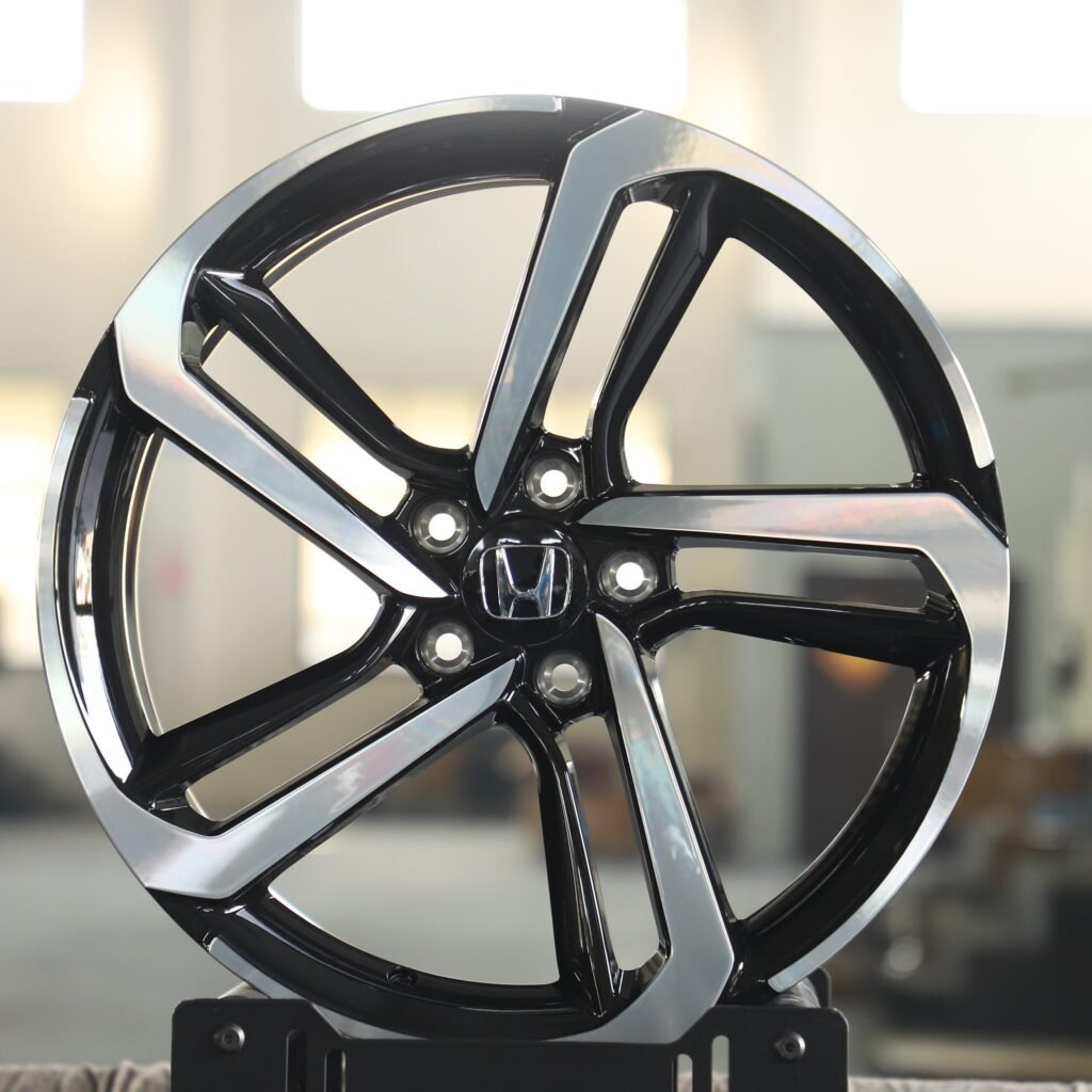 Honda Accord wheels – Gloss Black 5-Spoke Machined Face, front view
