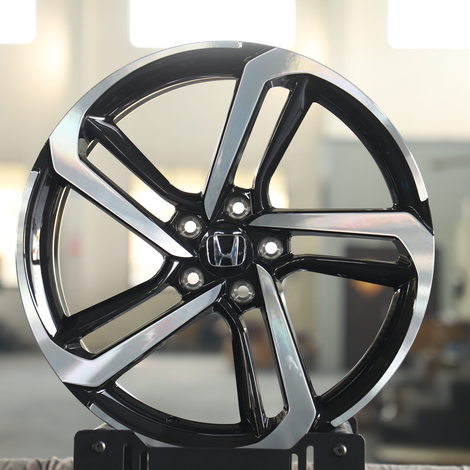 Honda Accord wheels – Gloss Black 5-Spoke Machined Face, front view