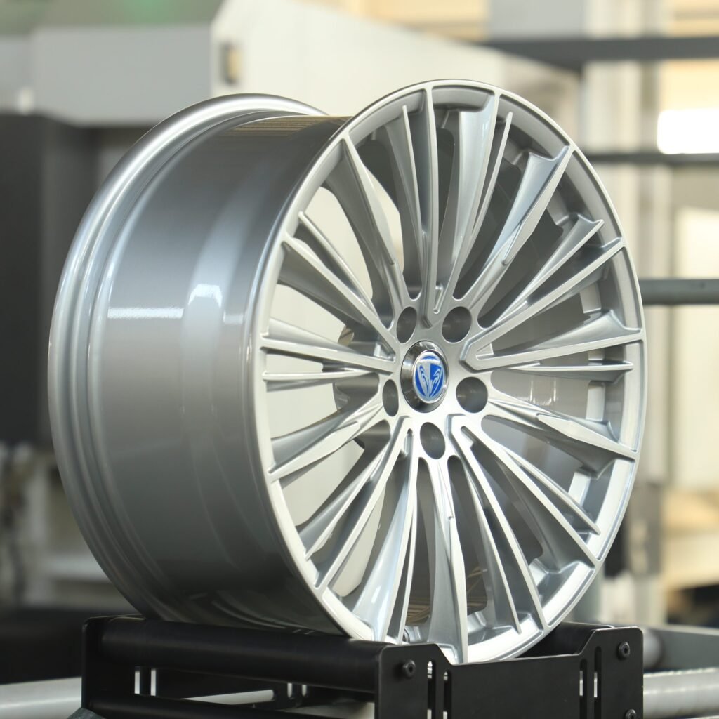 5x114.3 wheels – Bright Silver Multi-Spoke (Ram OEM-Style), side view