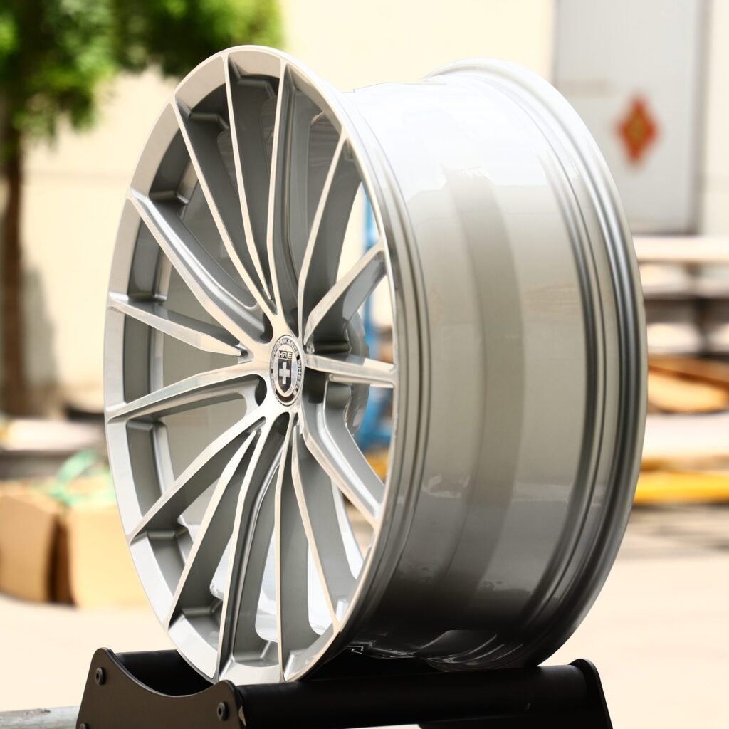 5x130 wheels – Bright Silver / Silver 5 W-Spoke (HRE P101-Style), side view