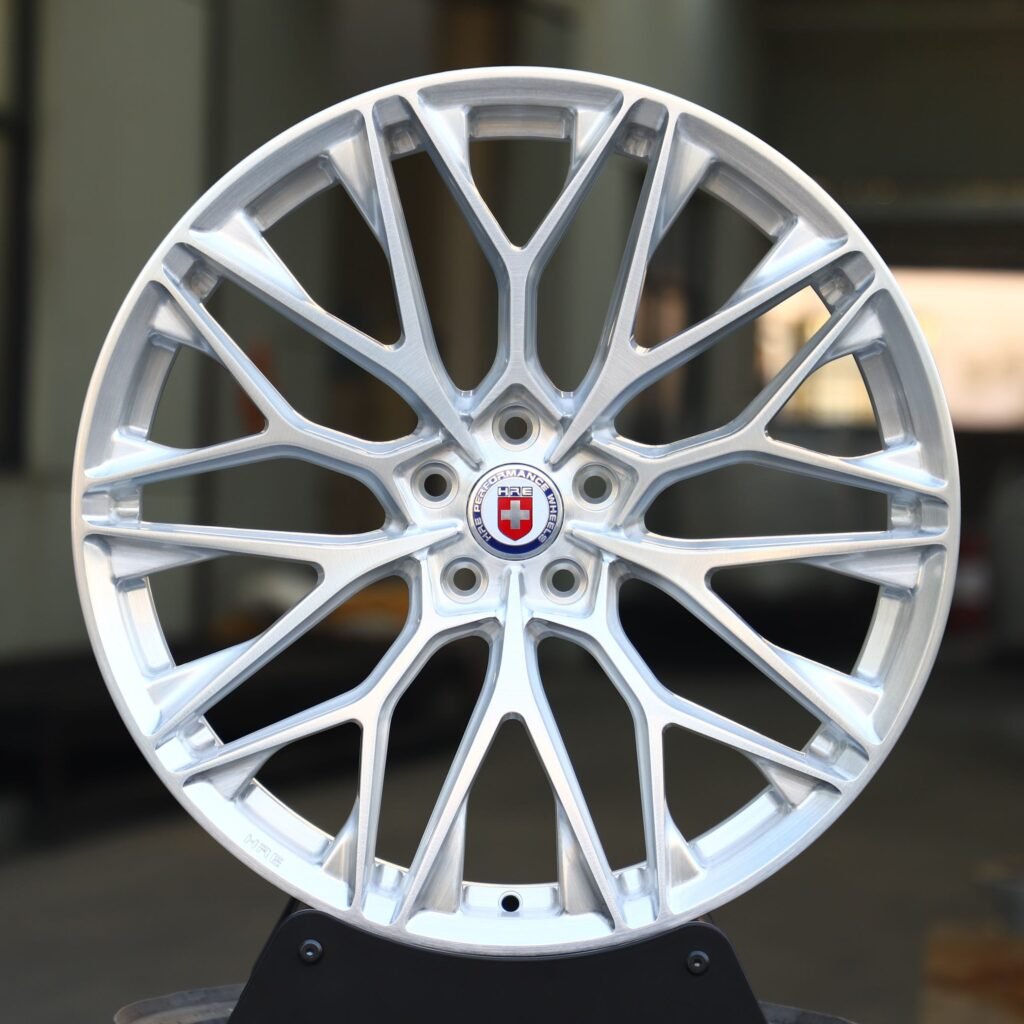 HRE Brushed Silver 5-Spoke Forged Wheels - Porsche 911 / BMW M3 Fitment (5-Lug) Monoblock forged wheel