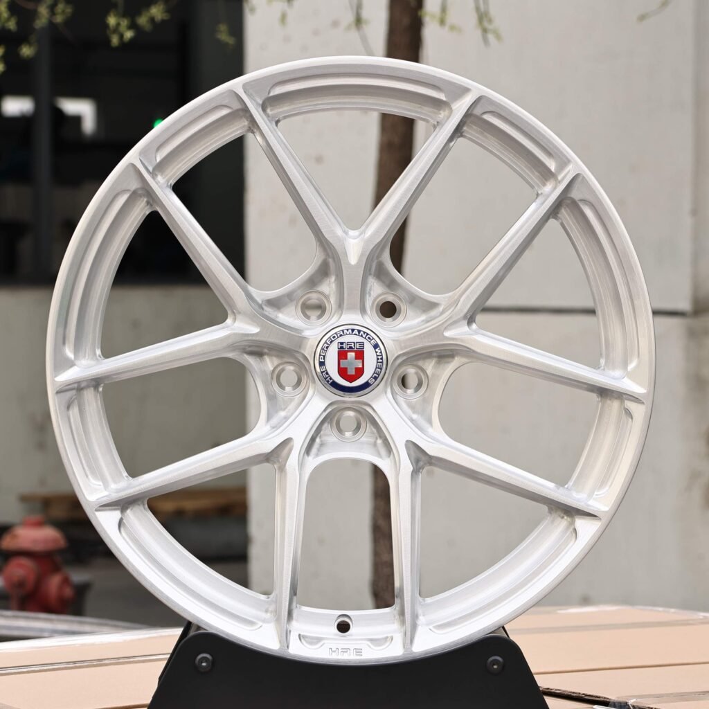 HRE Brushed Silver 5 Y-Spoke Forged Wheels - Porsche 911 / BMW M3 Fitment (5-Lug) Monoblock forged wheel