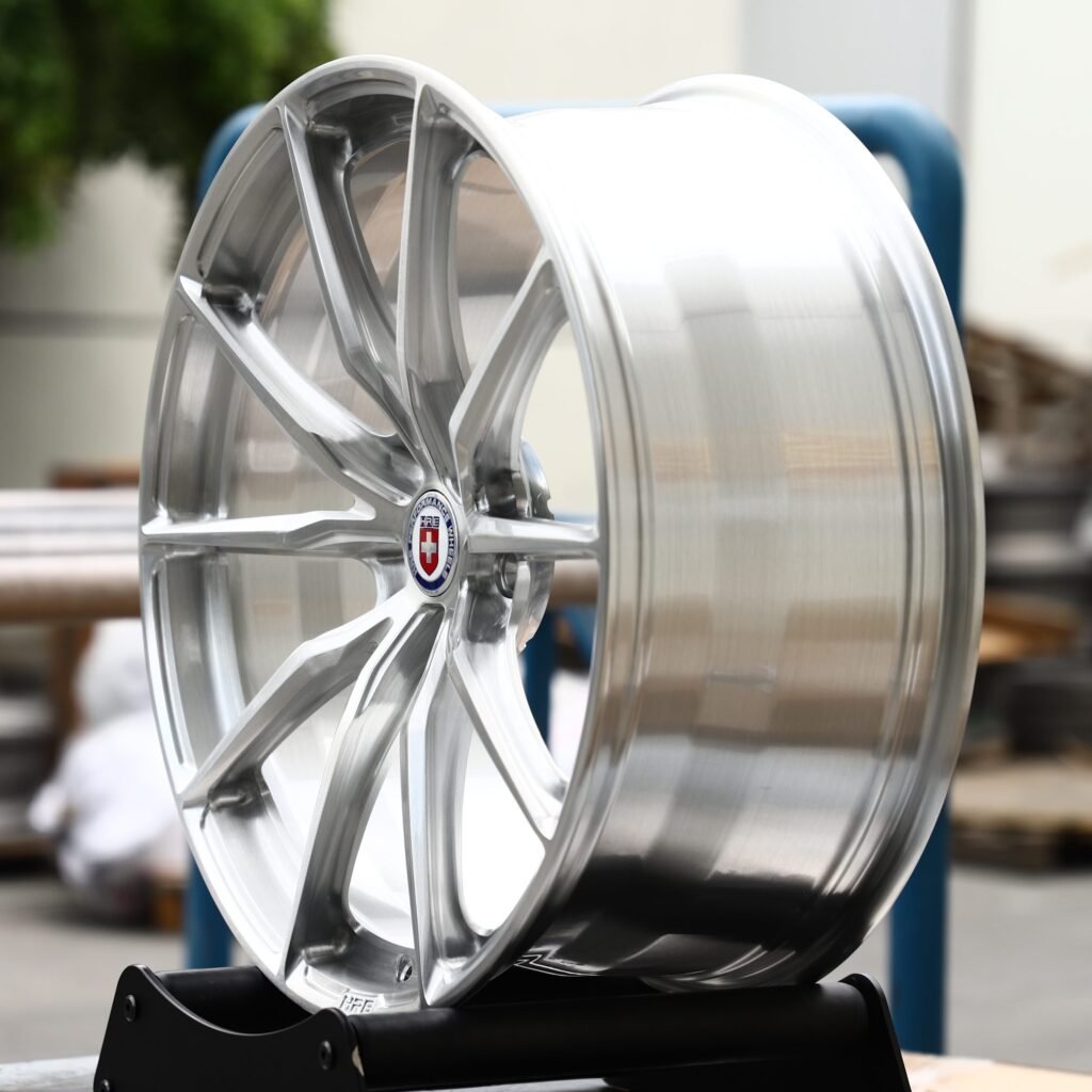 5x130 wheels – Brushed Silver / Silver 10-Spoke (HRE P101-Style), side view
