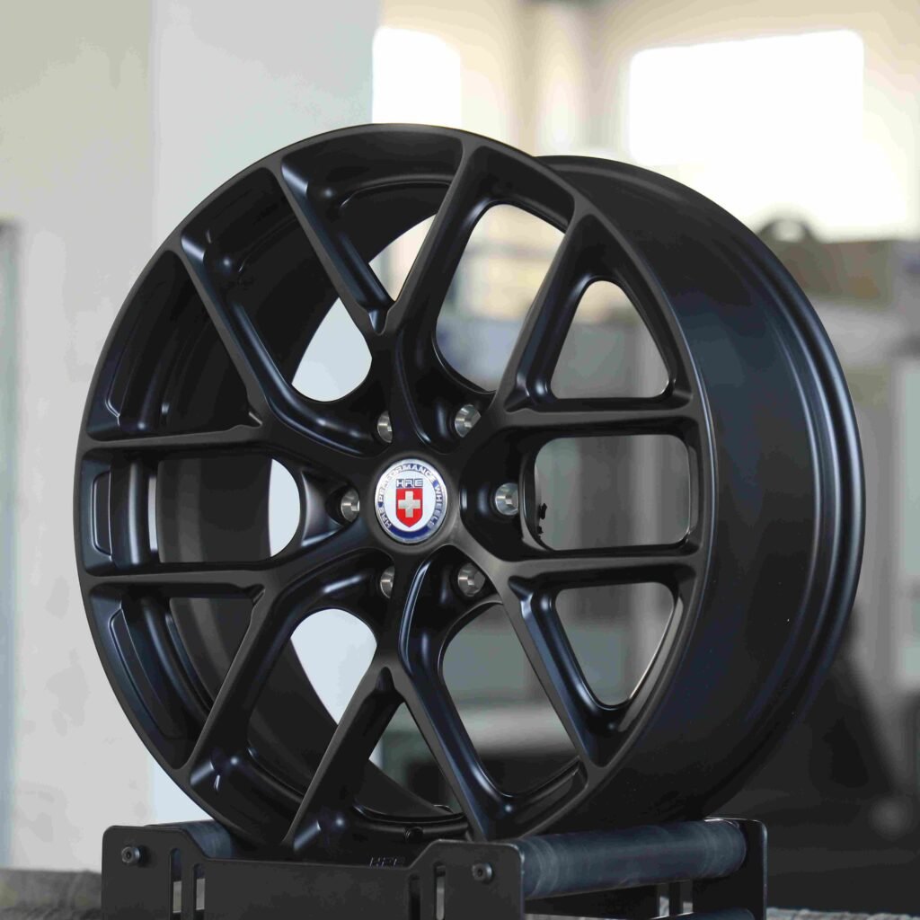 5x114.3 wheels – Gloss Black 6 Y-Spoke (HRE P200-Style), side view