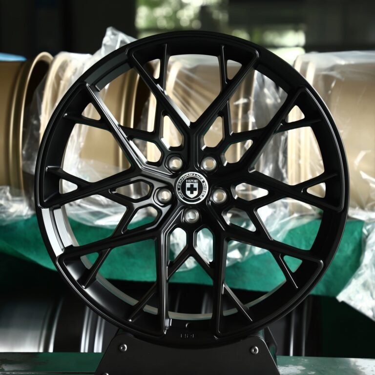 Ferrari 488 wheels – Gloss Black Cross-Spoke (HRE P200-Style), front view