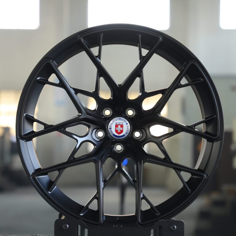 Ferrari 488 wheels – Gloss Black Cross-Spoke (HRE P200-Style), front view