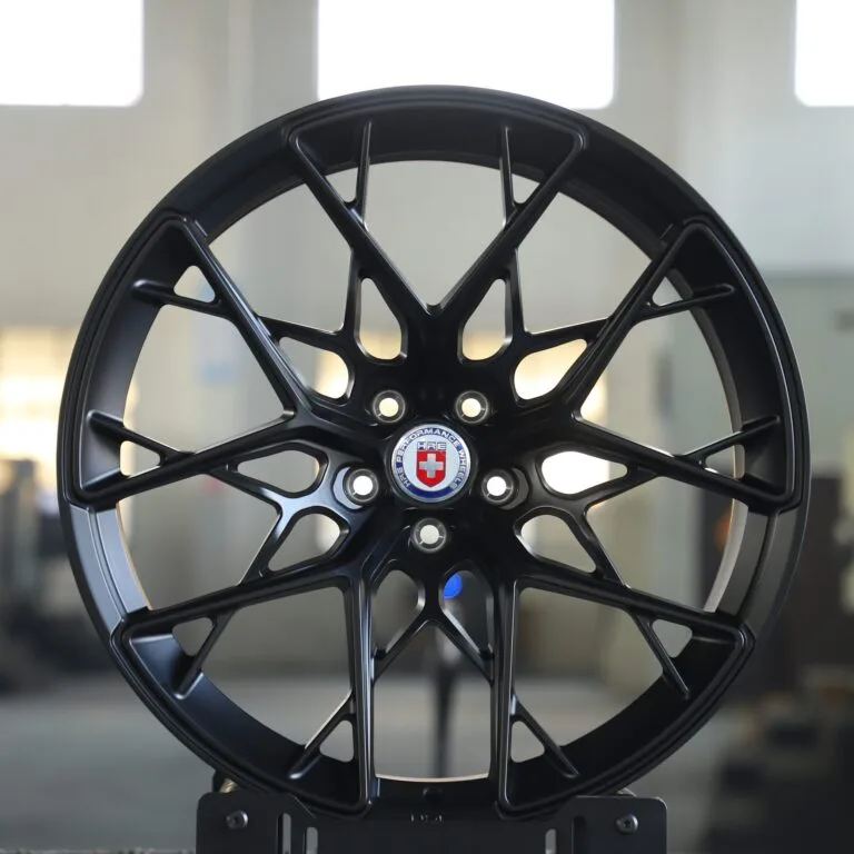 Ferrari 488 wheels – Gloss Black Cross-Spoke (HRE P200-Style), front view