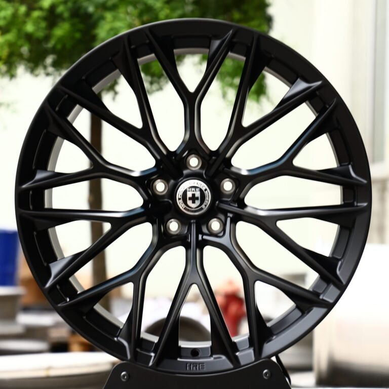 Ferrari 488 wheels – Gloss Black 10 Y-Spoke Mesh (HRE P200-Style), front view