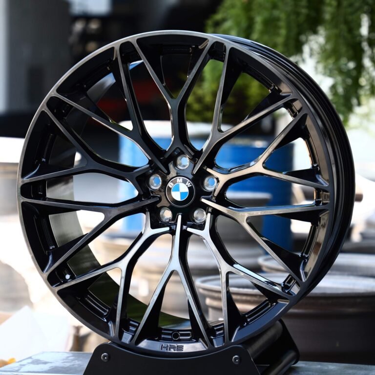 Ferrari 488 wheels – Gloss Black Machined Face (HRE P200-Style), front view