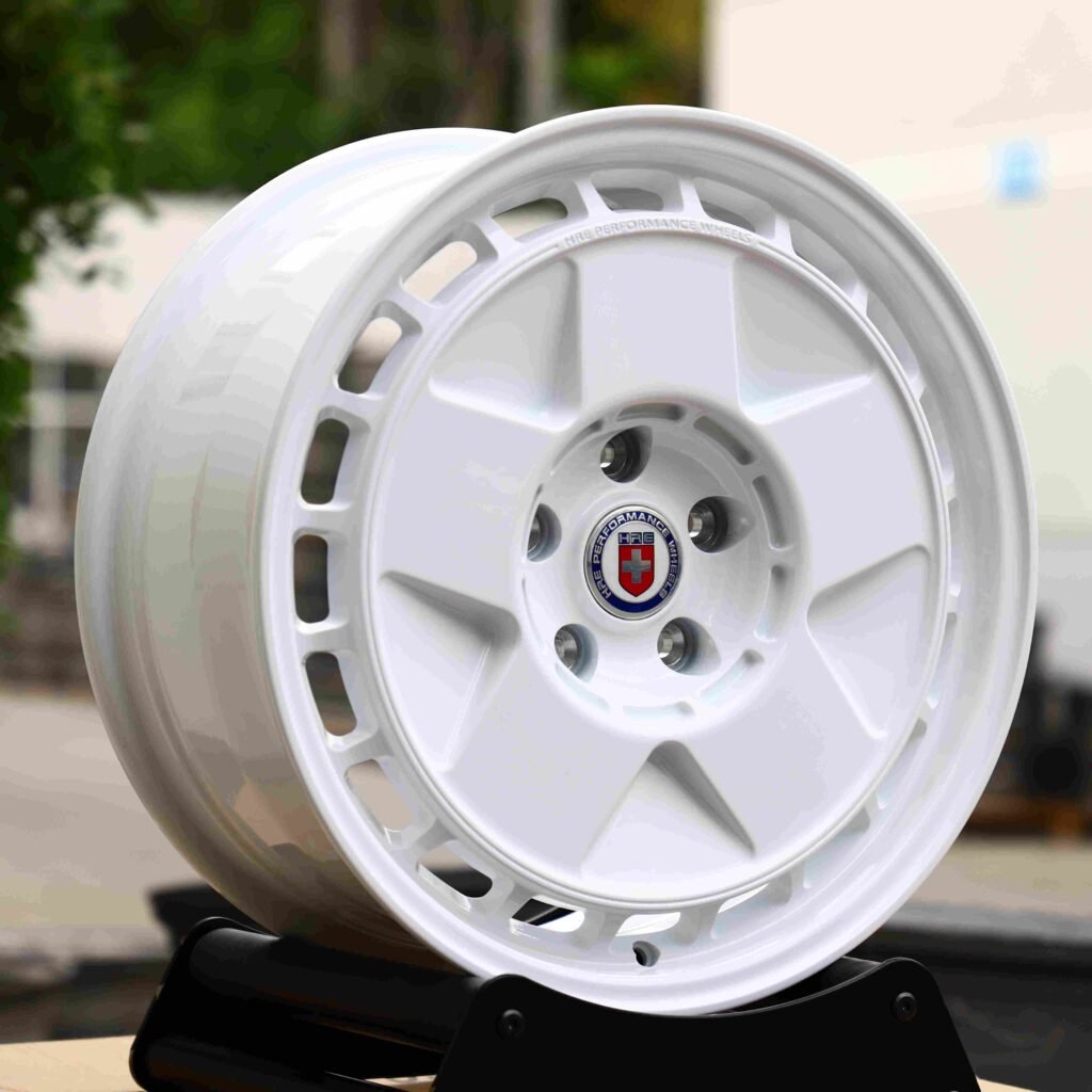 BMW M3 G80 wheels – Gloss White Full-Face (HRE 935-Style), angled view