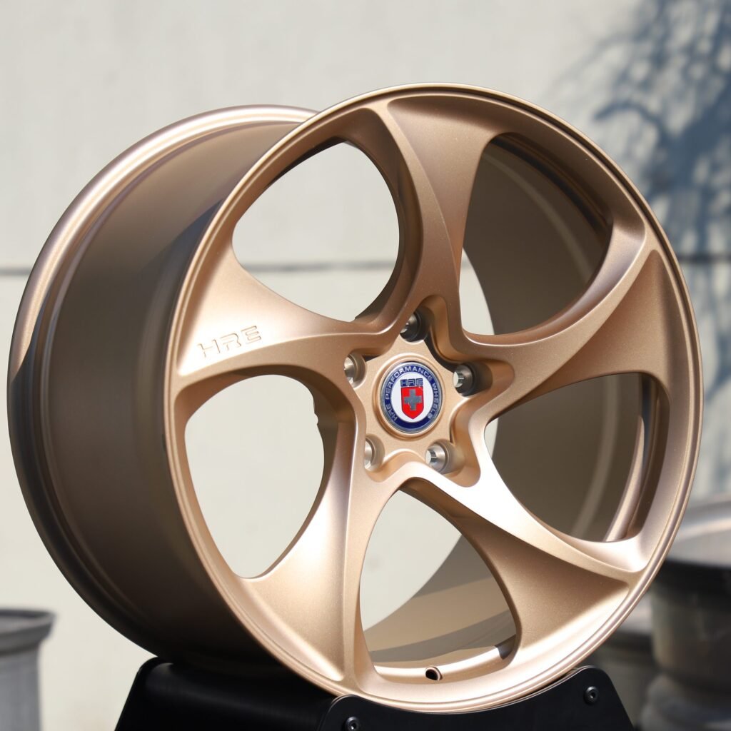 5x130 wheels – Gold 5-Spoke (HRE 522M-Style), side view