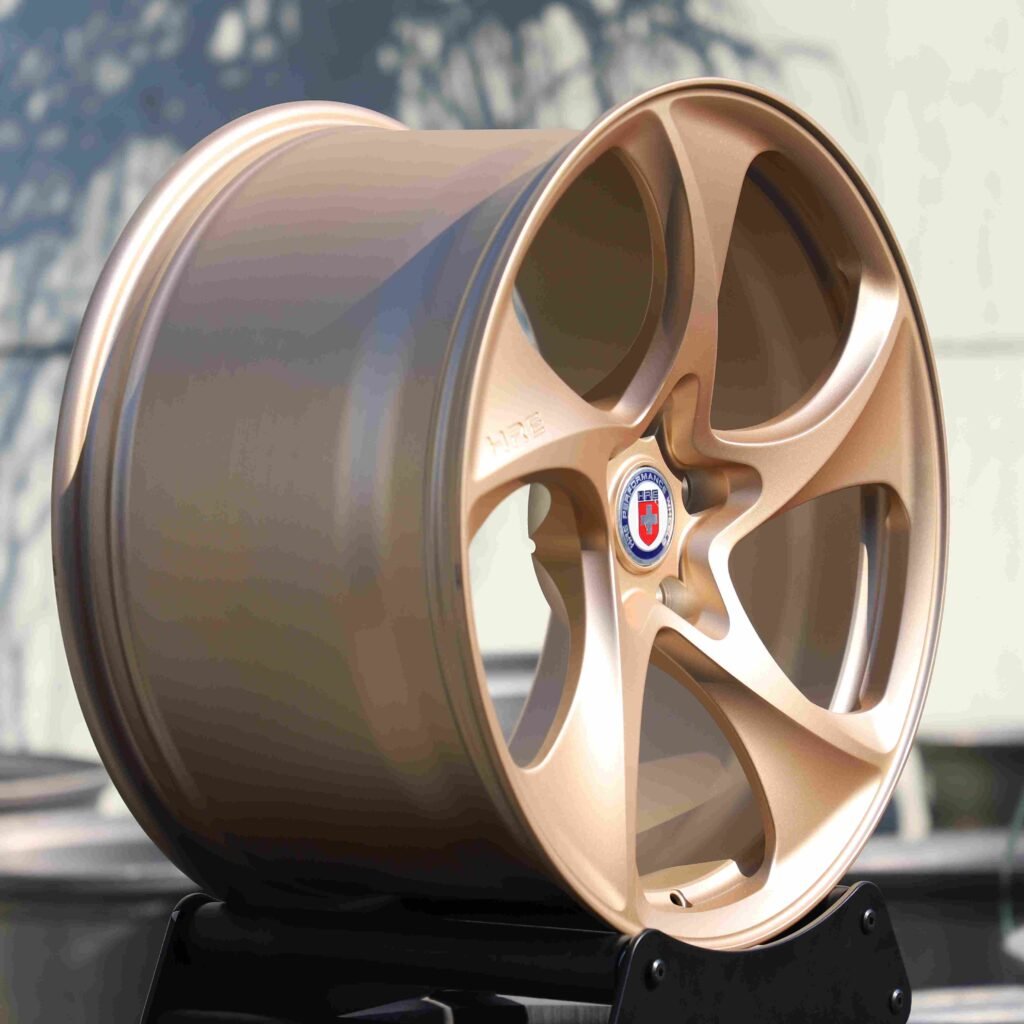 Lamborghini Urus wheels – Gold 5-Spoke (HRE 522M-Style), lip and barrel detail