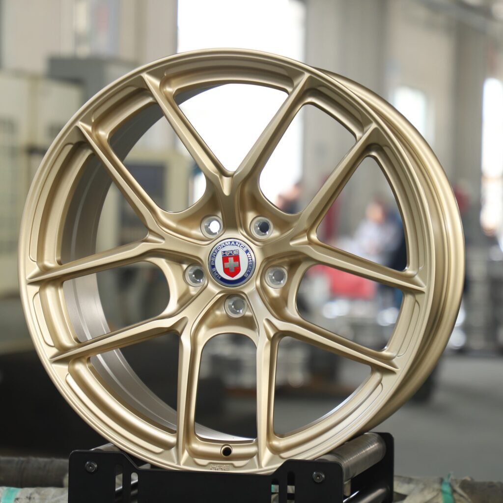 Lamborghini Aventador wheels – Gold 5 Y-Spoke (HRE P101-Style), angled view