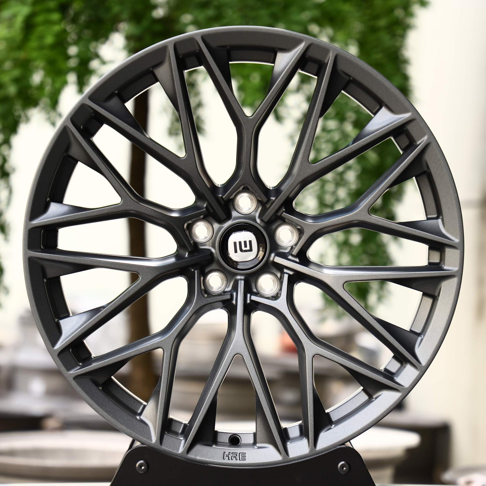 Ferrari 488 wheels – Gray / Gunmetal Custom (HRE P200-Style), front view