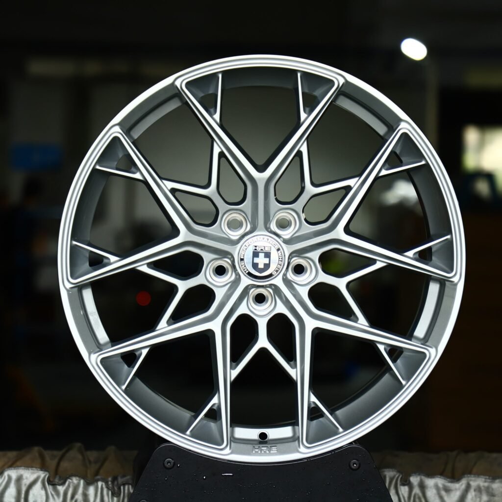 HRE P200-Style Matte Silver Cross-Spoke Forged Wheels - Ferrari 488 / Audi R8 Fitment (5-Lug) – Design 3