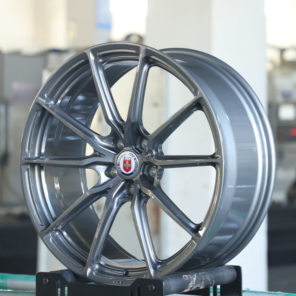 5x130 wheels – Metallic Gray 5 V-Spoke (HRE P101-Style), side view
