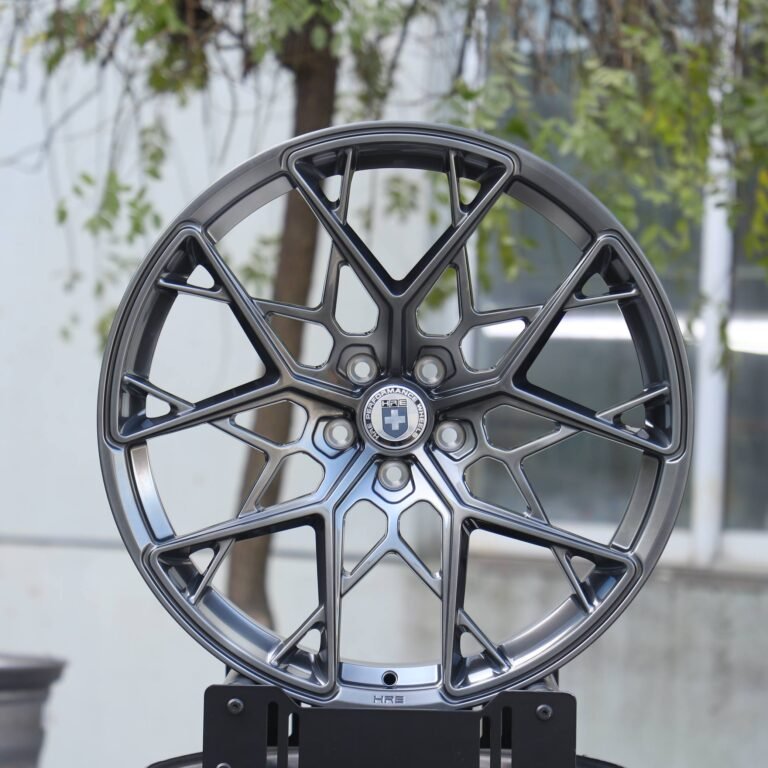 Ferrari 488 wheels – Metallic Gray Cross-Spoke (HRE P200-Style), front view