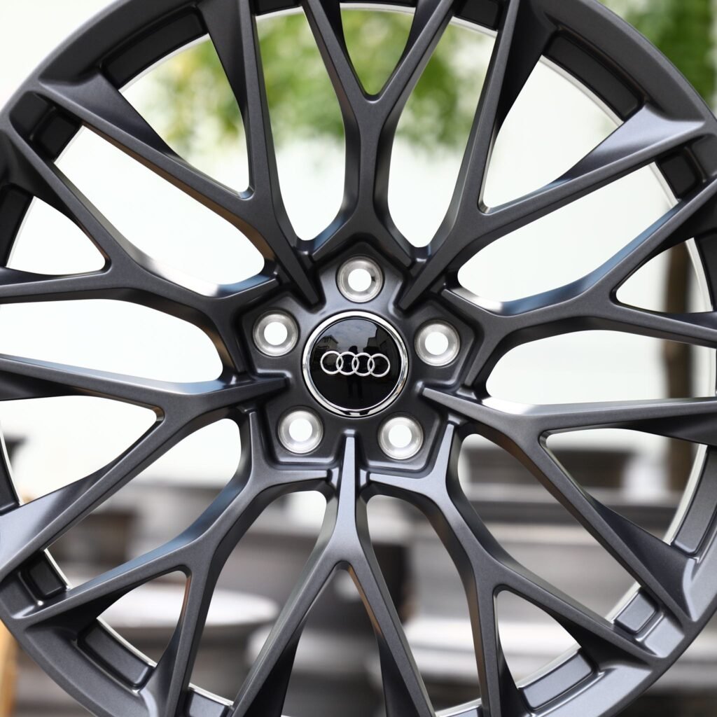 Audi RS3 8Y wheels – Metallic Gray Custom (Audi OEM-Style), lip and barrel detail