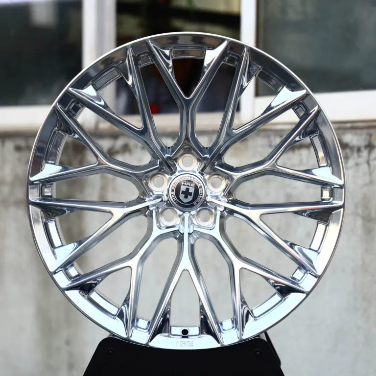 HRE P200-Style Mirror Polished Y-Spoke Mesh Forged Wheels – Porsche 911 / M3, front view