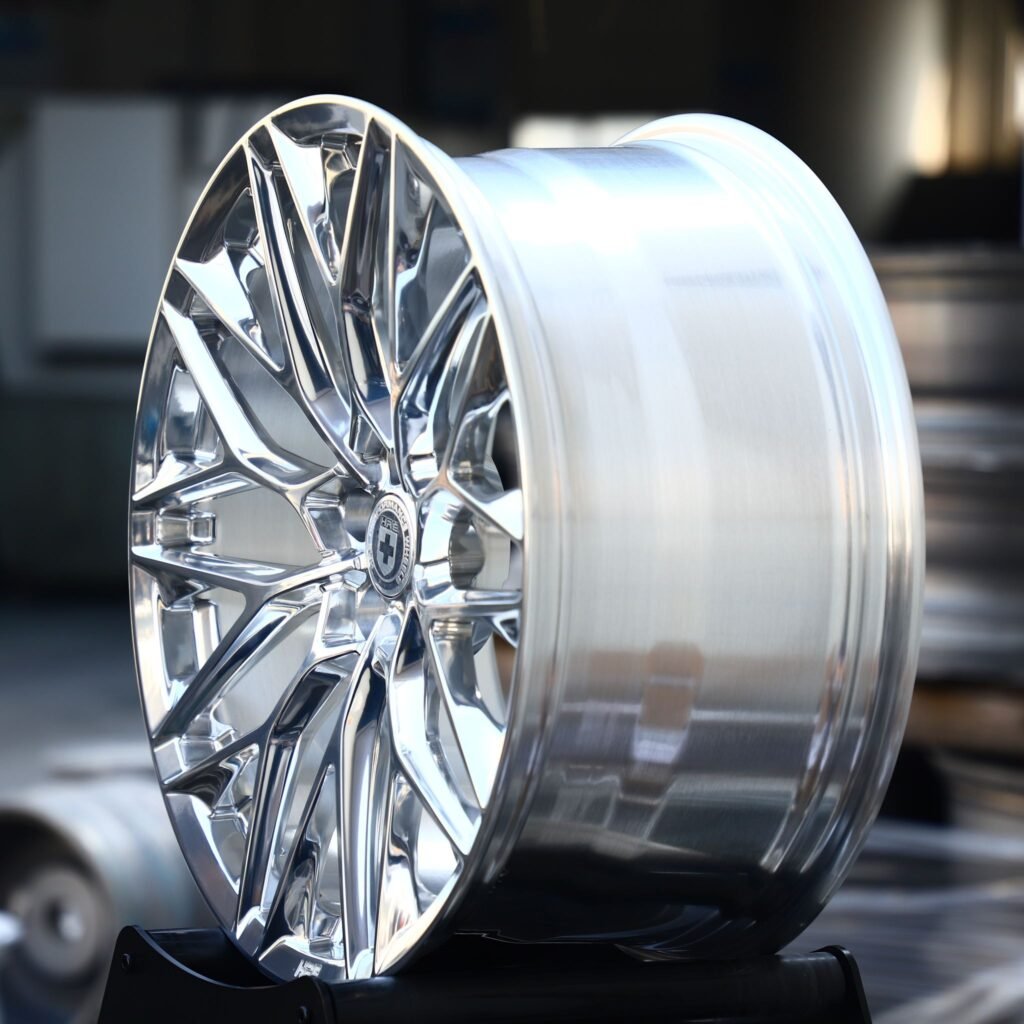 5x130 wheels – Mirror Polished Y-Spoke Mesh (HRE P200-Style), side view