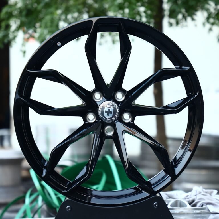 Ferrari 488 wheels – Gloss Black Petal (HRE P201-Style), front view