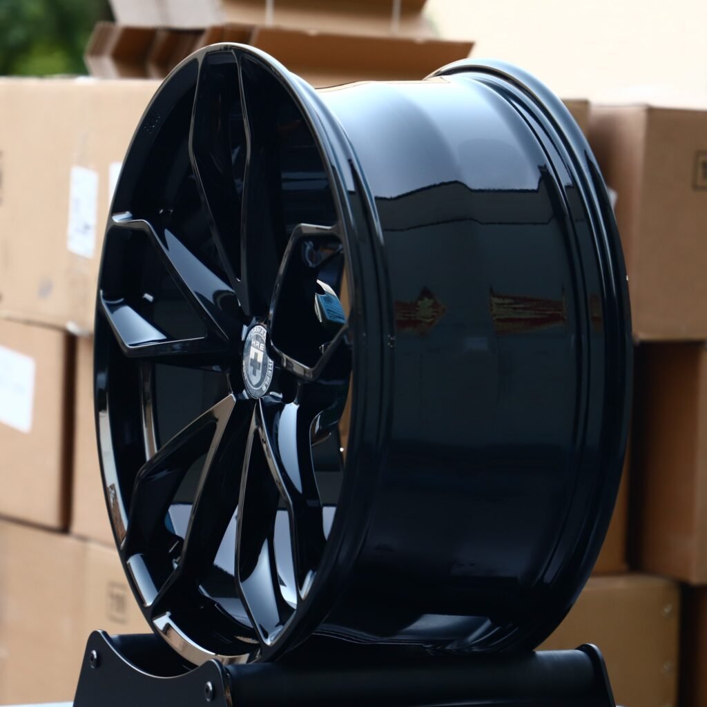 5x114.3 wheels – Gloss Black Petal (HRE P201-Style), side view