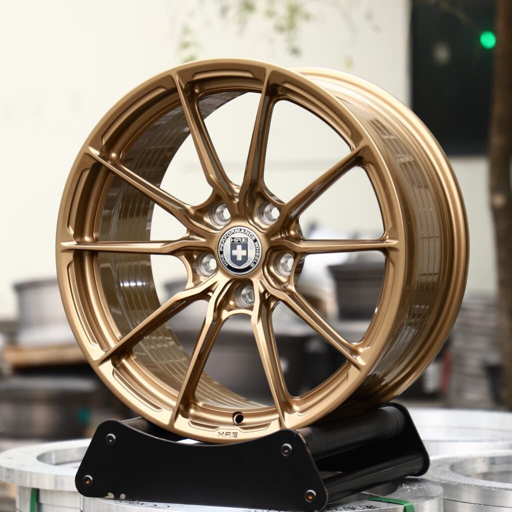 Lamborghini Aventador wheels – Bronze 10-Spoke (HRE Performance P101-Style), angled view
