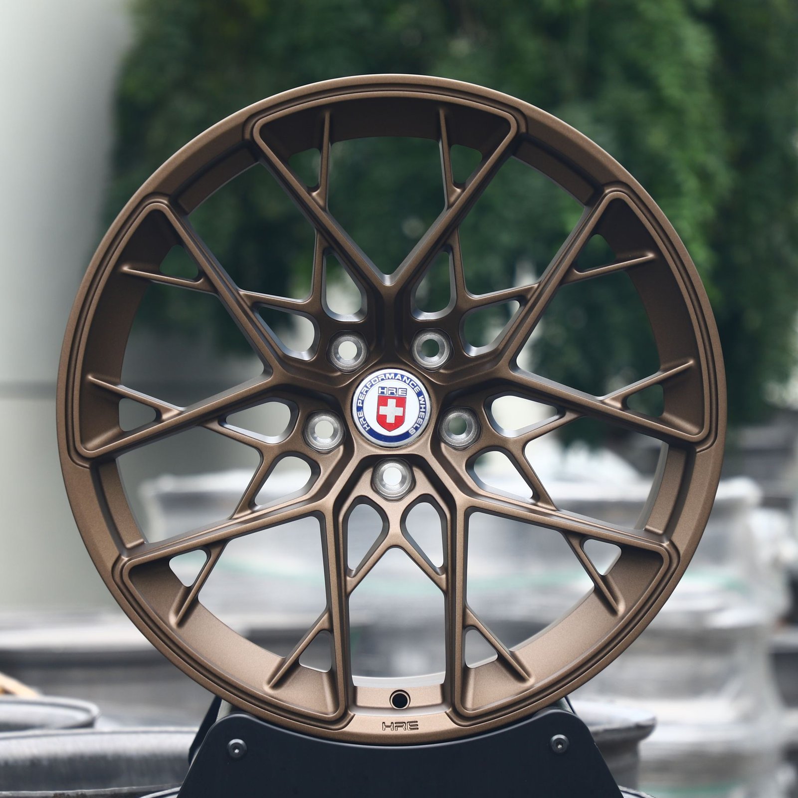 Ferrari 488 wheels – Bronze Cross-Spoke (HRE Performance P200-Style), front view