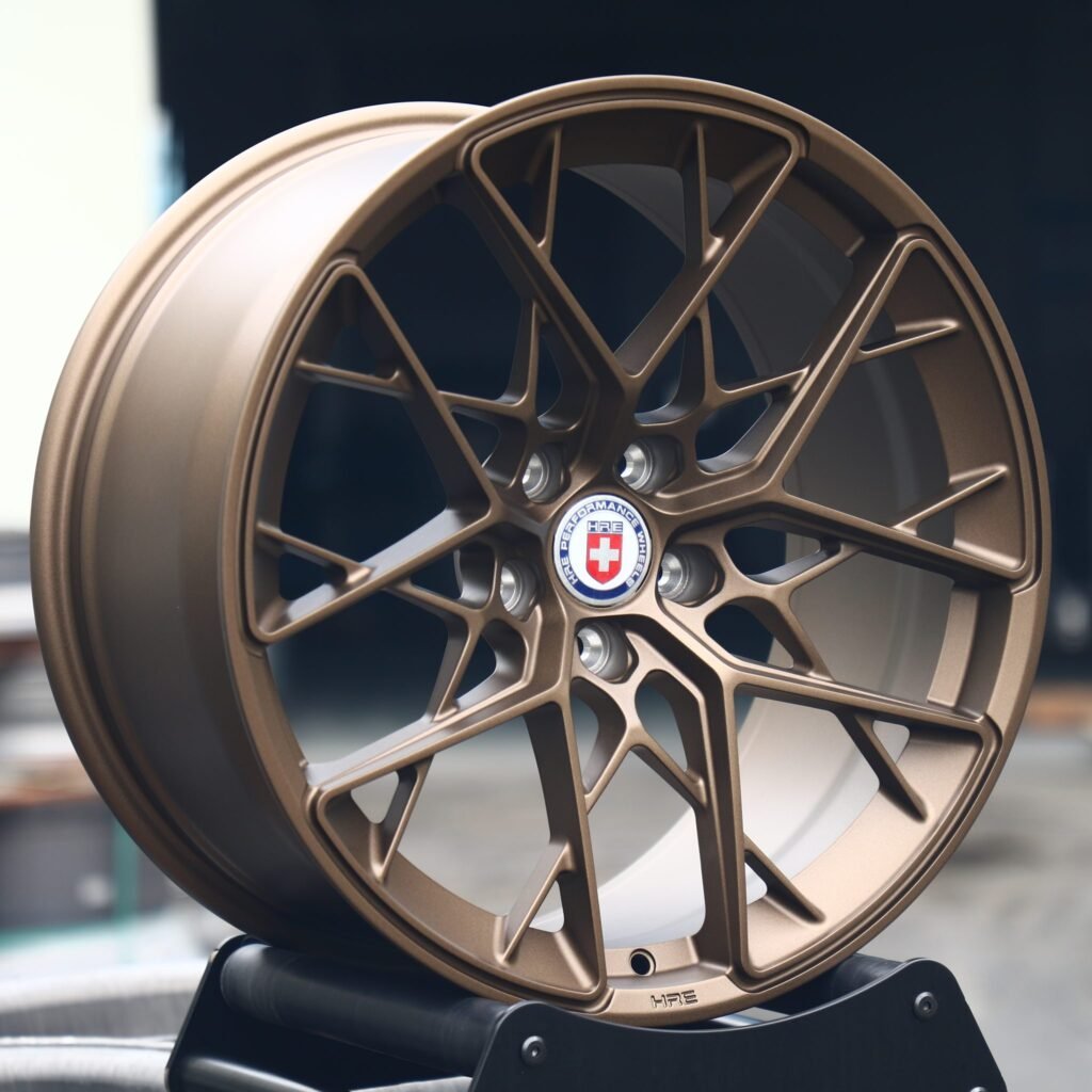 Audi R8 wheels – Bronze Cross-Spoke (HRE Performance P200-Style), angled view