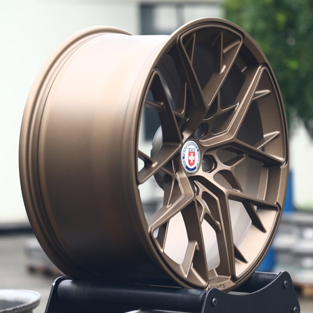 5x114.3 wheels – Bronze Cross-Spoke (HRE Performance P200-Style), side view
