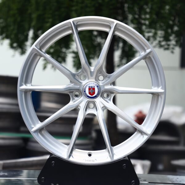 Porsche 911 wheels – Brushed Silver 10-Spoke (HRE Performance P101-Style), front view