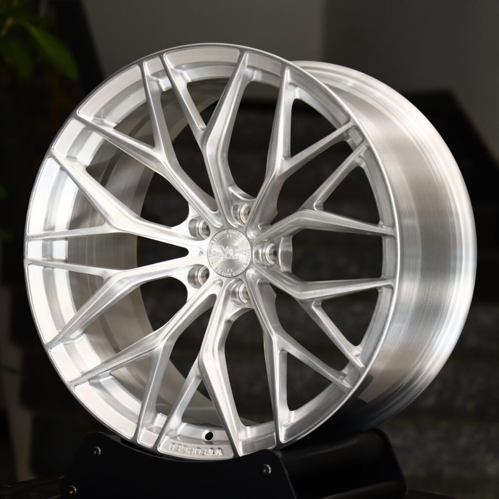BMW M3 G80 wheels – HRE Performance Brushed Silver 10 Y-Spoke, angled view