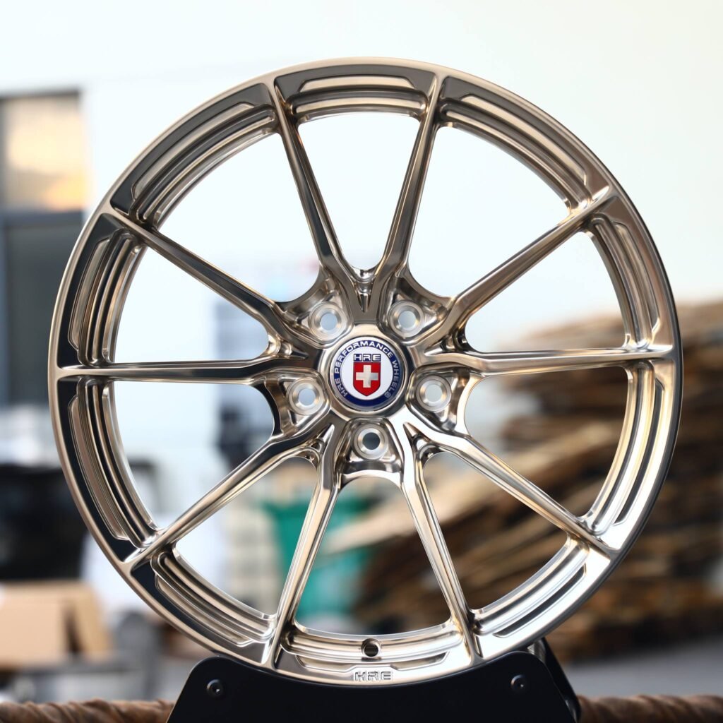 Porsche 911 wheels – Custom Finish 10-Spoke Mirror Polished (HRE Performance P104SC-Style), front view