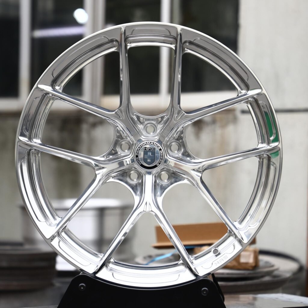 Porsche 911 wheels – 5 Y-Spoke Mirror Polished (HRE Performance P101-Style), front view