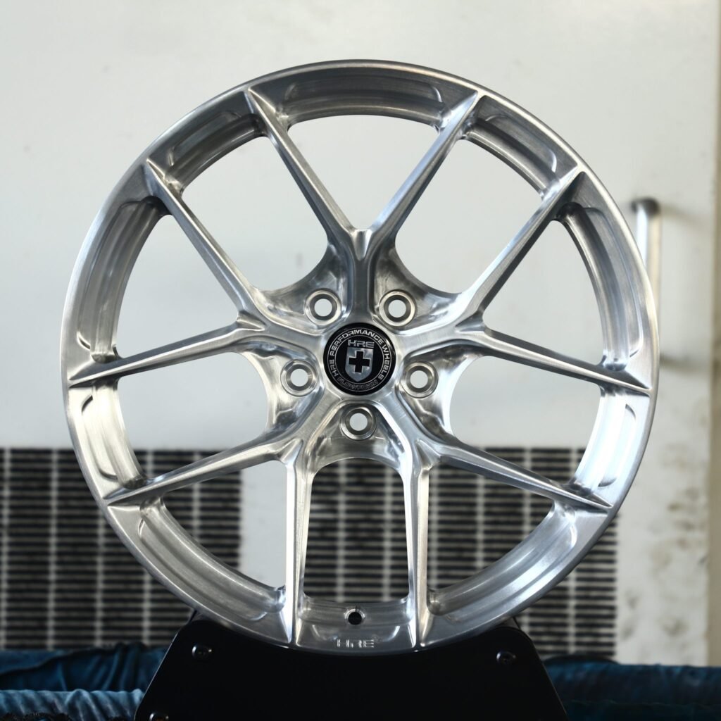Porsche 911 wheels – Custom Finish 5 Y-Spoke Mirror Polished (HRE Performance P101-Style), front view