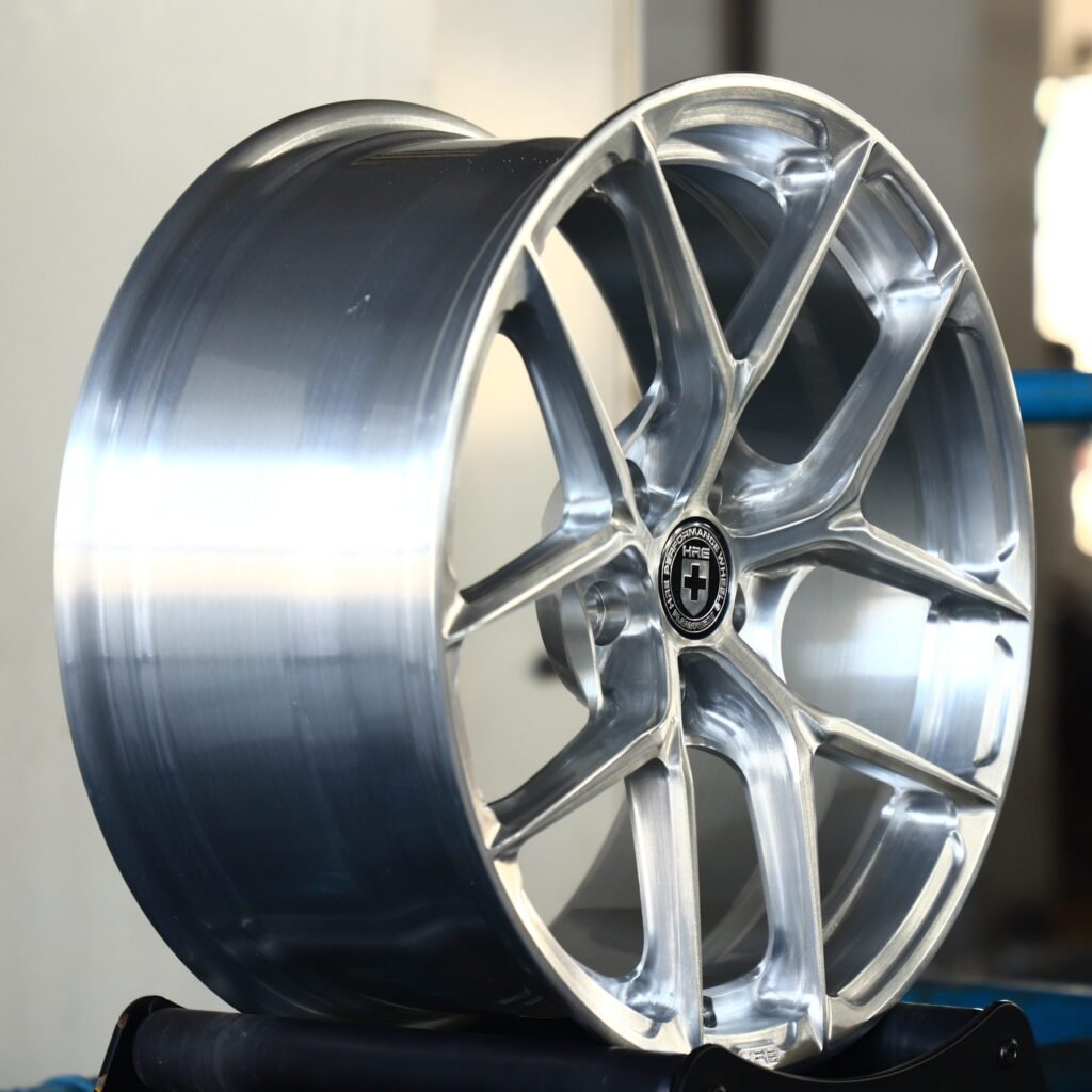 5x130 wheels – Custom Finish 5 Y-Spoke Mirror Polished (HRE Performance P101-Style), side view