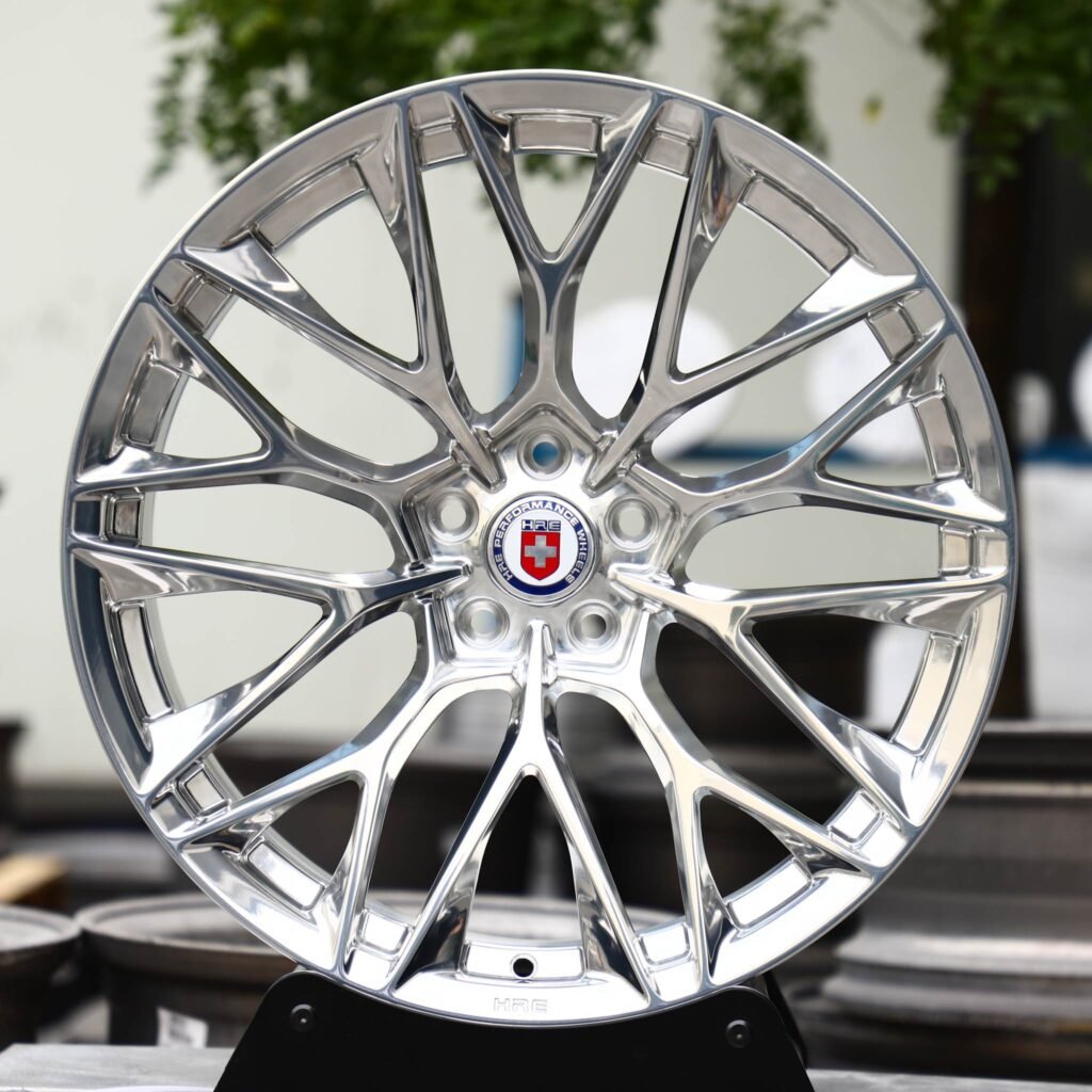 Ferrari 488 wheels – Custom Finish Mirror Polished (HRE Performance P200-Style), front view