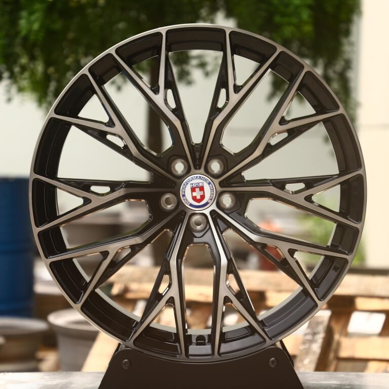 Ferrari 488 wheels – Gloss Black 10 Y-Spoke Machined Face (HRE Performance P200-Style), front view