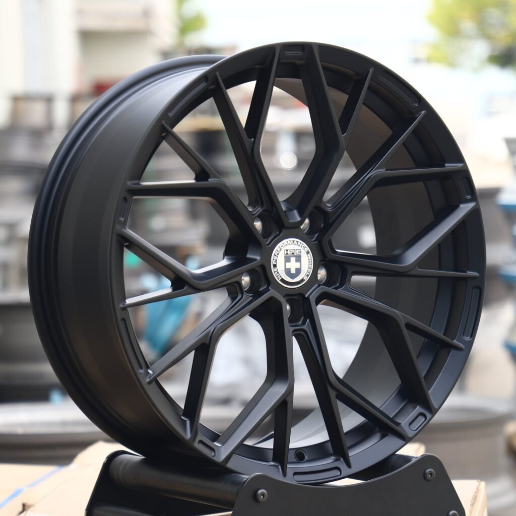 5x114.3 wheels – Gloss Black 10 Y-Spoke Petal (HRE Performance P200-Style), side view