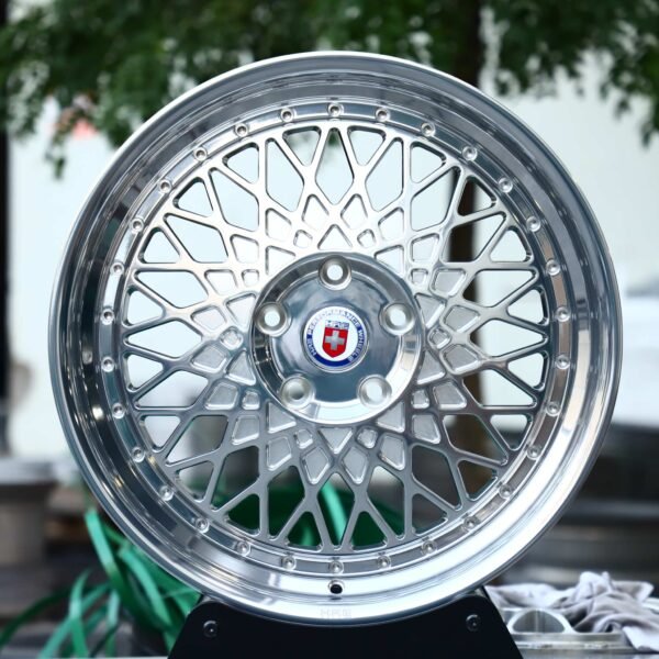 Porsche 911 wheels – Matte Silver Deep Lip Cut-Out Riveted (HRE Performance 501-Style), front view