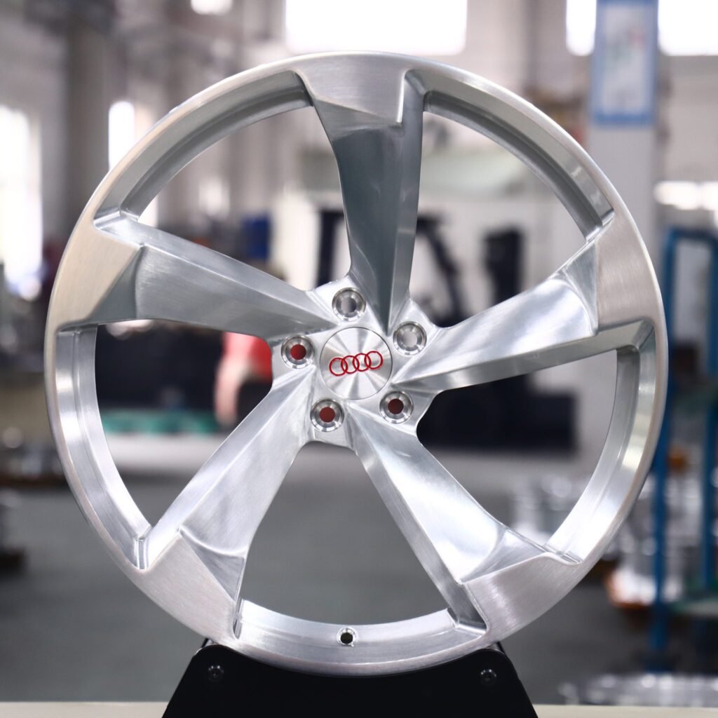 Porsche 911 wheels – HRE Performance Matte Silver Directional Milled, front view