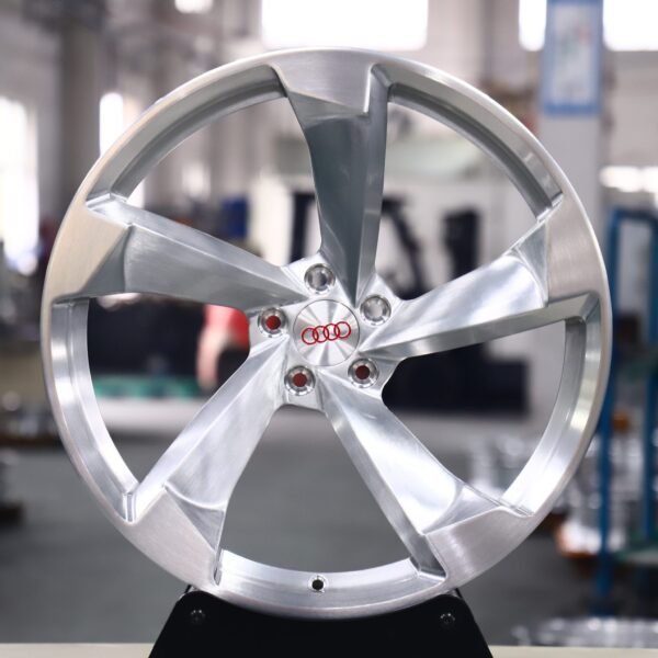 Audi A4 B9 wheels – Matte Silver Directional Milled (Audi OEM-Style), front view
