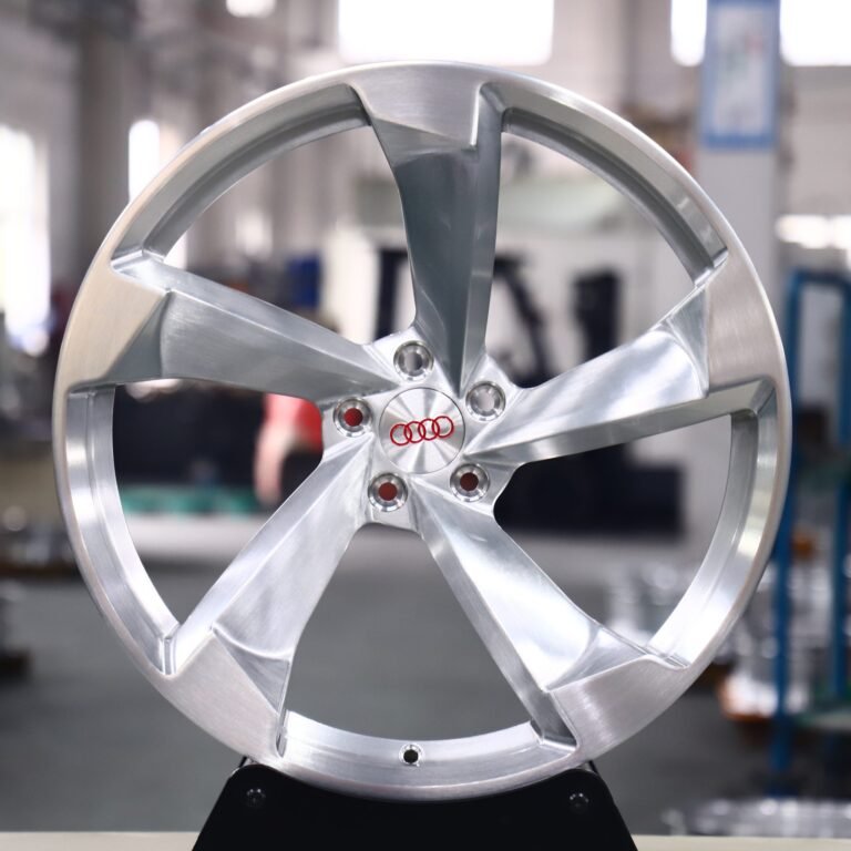 Porsche 911 wheels – HRE Performance Matte Silver Directional Milled, front view