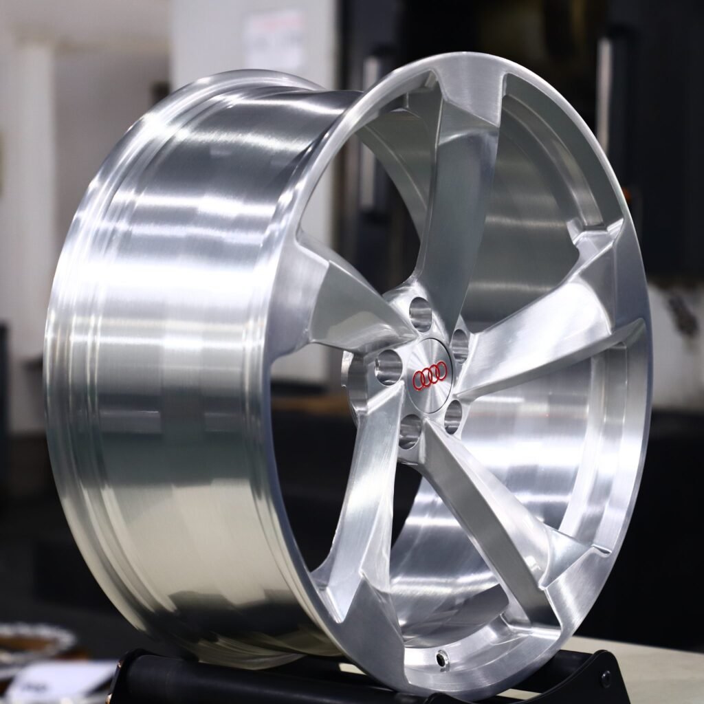 5x130 wheels – HRE Performance Matte Silver Directional Milled, side view