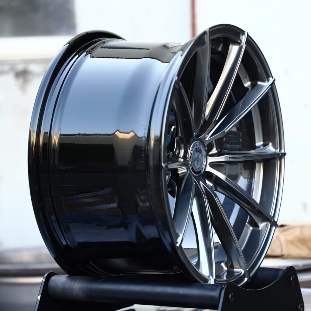 5x130 wheels – Metallic Gray 10-Spoke (HRE Performance P104SC-Style), side view