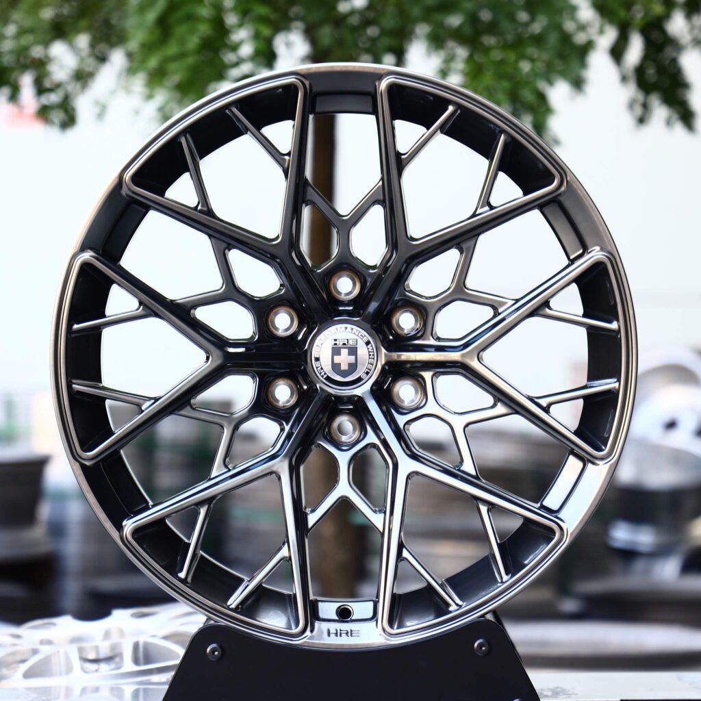 Toyota Tacoma wheels – Metallic Gray Cross-Spoke (HRE Performance P200-Style), front view